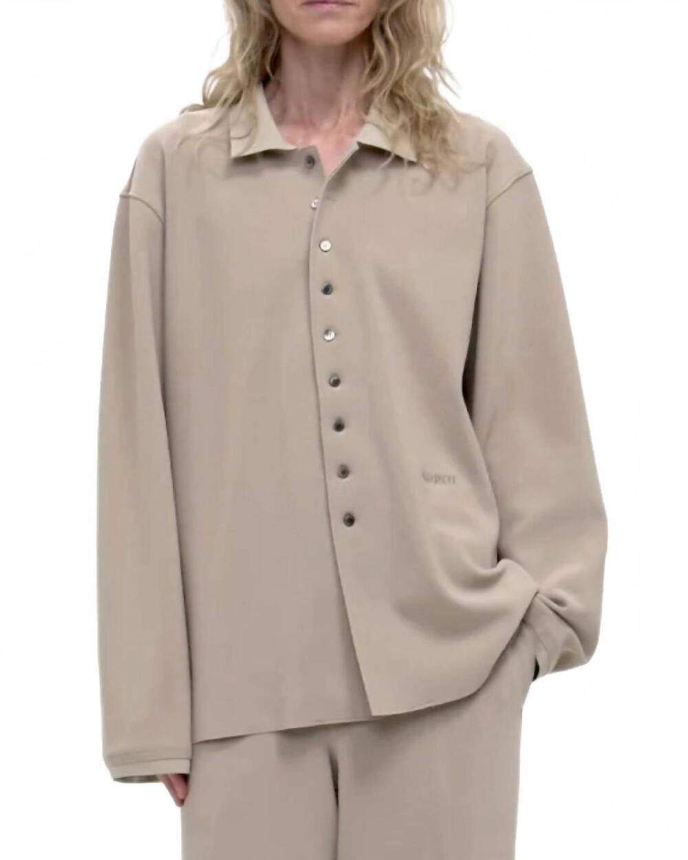 NEW BIRROT lay2 rib collared shirt in sand